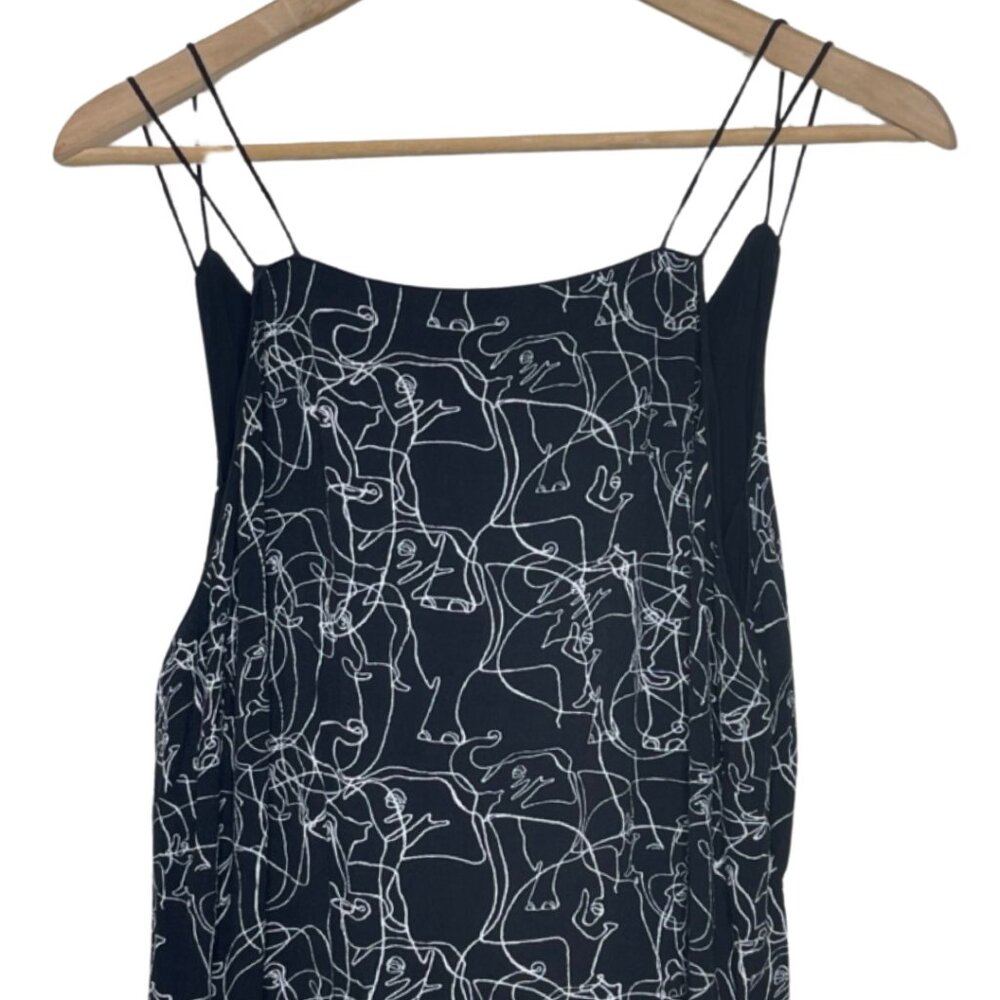 SILENCE + NOISE | Black Short Dress White Abstract Elephant Pattern | Size L - Picture 2 of 13